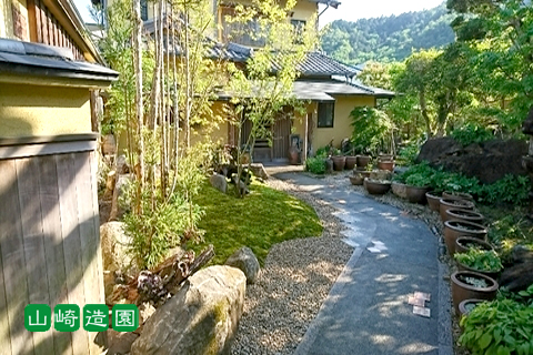 山崎造園（兵庫県宍粟市）和風店舗の庭工事